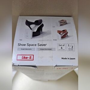 LIKE IT JAPAN Shoe Space Saver White Plastic Shelf Holder Set Of 6